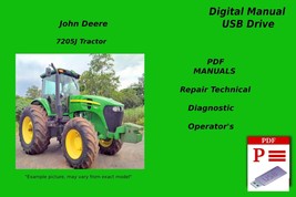 John Deere 7205J Tractor Technical Repair Diagnostic &amp; Operator&#39;s Manual Set USB - £38.41 GBP