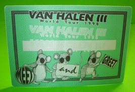Eddie Van Halen III World Tour Backstage Concert Pass Original 1998 Meet &amp; Greet - £8.20 GBP
