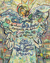 Guardian Angel ceramic tile mural backsplash medallion - $58.41+