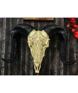 Tribal Floral Vines Tooled Filigree Corsican Ram Cow Skull Wall Decor Pl... - €38,40 EUR