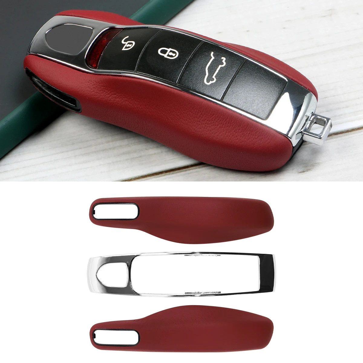 Leather Car Key For Porsche For Panamera Cayenne Cayman Macan Boxster 911 9ya - £40.69 GBP