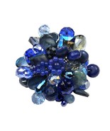 Midnight Blue Blossoming Lotus Lapis Stone Floral Pin/Brooch - £24.92 GBP