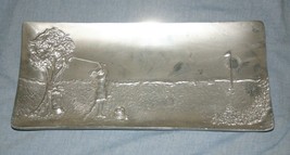 Vtg Sheridan Aluminum Tray Platter Plate Female Golfer Golfing Golf Home Accent - £25.82 GBP