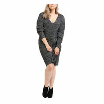 $89 Tape Long Sleeve V Neck Knee Length Wear To Work Sweater Dress Charcoal 2X - £13.49 GBP