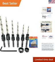 Precision 6-Piece Adjustable Wood Countersink Drill Bit Set with Tapered... - $952.78 MXN