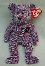 TY Beanie Baby 2000 RED WHITE &amp; BLUE USA TEDDY BEAR 8&quot; Stuffed Animal To... - £11.85 GBP