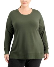 allbrand365 designer Womens Activewear Solid Sweatshirt Size 2X,Vintage Emerald - £32.05 GBP