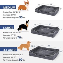 Dog Bed, Dog Beds for Large Dogs, Orthopedic Bolster Couch Pet Bed Size ... - £47.47 GBP