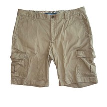 Tommy Bahama Khaki Flat Front Cotton Cargo Shorts w Pockets Mens 35 - £19.01 GBP