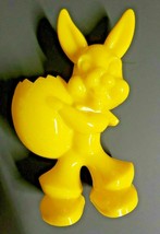 Old Yellow Easter Bunny Rabbit Holding Egg Plastic Toy Old Unsold Store Stock H - £11.98 GBP