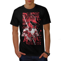 Wellcoda Marine Crow Rose Skull Mens T-shirt, Crow Graphic Design Printed Tee - £14.85 GBP+
