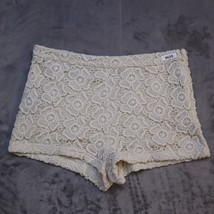 Forever 21 Short Shorts Womens Medium Lined Beige Floral Crochet Lace High Waist - £15.86 GBP
