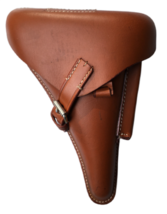 WWII GERMAN LUGER P08 Hardshell BROWN LEATHER HOLSTER- TAN COLOR - £25.57 GBP