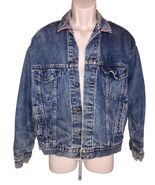 Vintage Levi&#39;s Denim Trucker Jacket Red Flannel Lined 70417 0814 Size M USA - €63,14 EUR