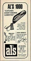 1972 Print Ad Al&#39;s Goldfish 1000 Fishing Lures Indian Orchard,MA - $8.45