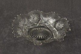 Vintage EAPG Imperial Glass Hobstar Fan &amp; Panel 8.5&quot; Wide Shallow Serving Bowl - £11.33 GBP