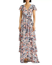 Lauren Ralph Lauren Sz 6 Floral Tiered Ruffle Dress Gown Georgette Maxi ... - $39.59