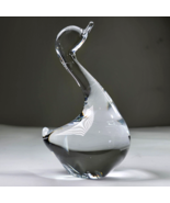 Vintage Hand Blown Clear Crystal Glass Goose 6in Elegant Décor Signed Sw... - $82.04 CAD