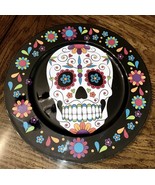 SUGAR Skull SERVING PLATTER Kitchen decorating round 12&quot;  plastic Halloween - $255.49 MXN