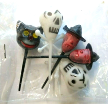 Halloween Plastic Cake Toppers Lot Of 5 Skulls Witches Black Cat Vintage... - £16.06 GBP