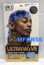 AH ULTRA WAVE SUPER SILKY SATIN DURAG 42&quot; LONGEST TAIL HFDR56 BLUE CAMO - £2.86 GBP