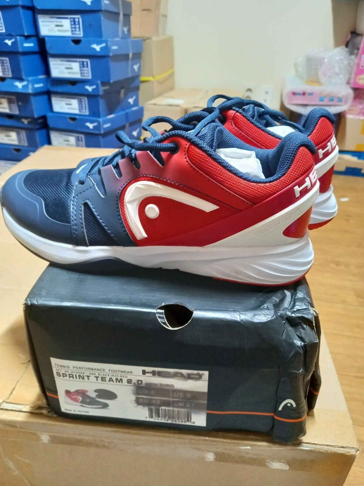 Head Sprint Team 2.0 Men's Tennis Shoes Hard Court Red US9/270mm NWT 273308-080 - £64.52 GBP