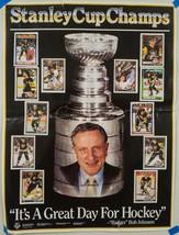 Pittsburgh Penguins 1991 Badger Bob STANLEY Coupe Champs Affiche W Carte... - £70.00 GBP