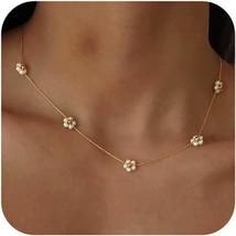 Pearl Necklaces for Women Dainty Gold Necklace 14k Gold Plated Single Pearl Neck - $32.67
