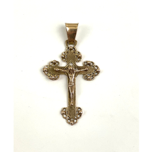 VTG 10kt Yellow Gold Crucifix Catholic Cross Pendant Stamped 10 kt Italy 5g - £184.13 GBP