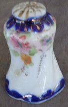Antique Bone China Salt Shaker - Vgc - Beautiful Hand Painted Design - Delicate - £15.57 GBP