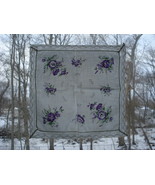 Vintage Cotton Handkerchief Purple Floral With Crochet Lace Edging 9&quot; By... - $209.43 MXN