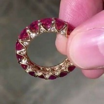 Ruby Simulated Diamond Eternity Band Ring 14k Yellow Gold Plated Sterlin... - $96.29