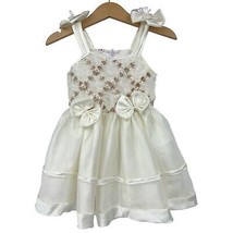 Baby toddler dress size 1 (18/24 Month) satin fancy tulle ribbon cream wedding - £15.90 GBP