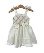Baby toddler dress size 1 (18/24 Month) satin fancy tulle ribbon cream w... - £15.59 GBP