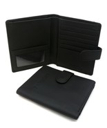 Bifold Black Genuine Leather &quot;Passport&quot; Snap Button Large Wallet - $27.05 CAD