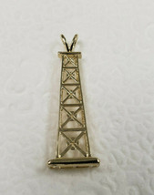 New 14k Gold 3D Oil Rig Charm Pendant - £279.77 GBP