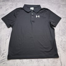 Under Armour Loose Polo Youth XL Black Lightweight Athletic Casual Heatgear - $19.78