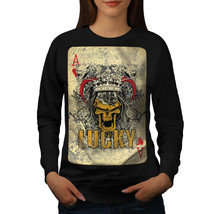 Wellcoda Ace Skull Poker Womens Sweatshirt, Gambling Casual Pullover Jumper - £23.23 GBP+
