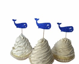 Whale Cupcake Toppers, Whale Theme,  Whale Party,  Whale Birthday, 12 To... - $8.42