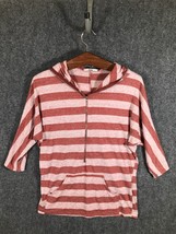 Papaya Hoodie Sweat Shirt Size Small Red/White Striped 3/4 Sleeve - £9.45 GBP
