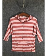 Papaya Hoodie Sweat Shirt Size Small Red/White Striped 3/4 Sleeve - £9.05 GBP