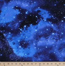 Cotton Outer Space Galaxy Stars Cotton Fabric Print by Yard D467.04 - £28.76 GBP
