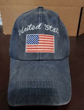 Eagle Crest Faded Blue American Flag United States Adjustable Hat One Size - £9.89 GBP