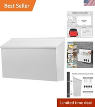 Stylish Large Capacity White Metal Mailbox - Wall Mount, Rainproof and D... - $952.78 MXN