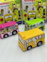Vintage RARE Japan SNOOPY &amp; Friends Complete Set Of 6 Mini Buses Pull Ba... - $93.21