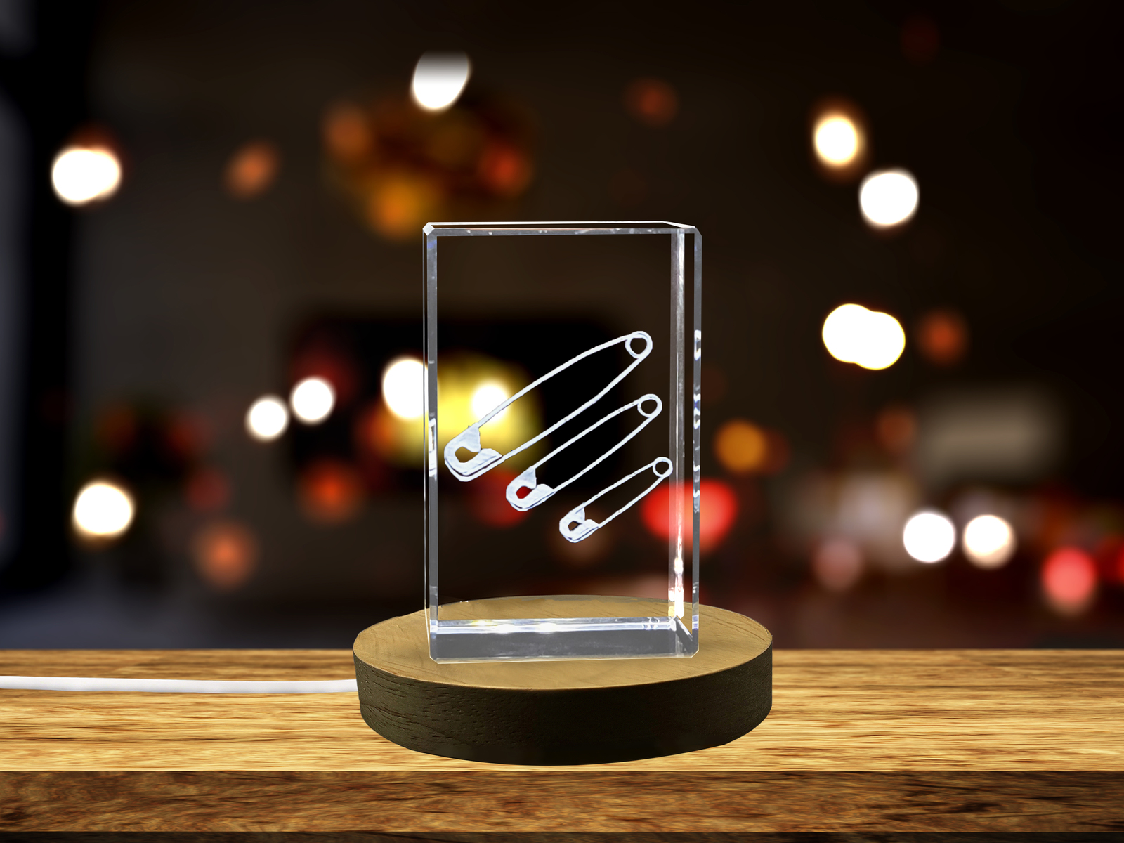 LED Base included | A Cluster of Crystal Carved Vintage Safety Pins