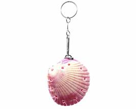 Mia Jewel Shop Natural Dyed Clam Seashell Zipper Coin Purse Keychain Change Pouc - $14.84