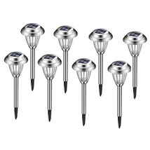 Solar Led Outdoor Lights 8-Pack Stainless Steel Pathway Landscape Lights... - $76.99