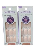 2 X KISS imPRESS No Glue Mani Press-On Nails Bare French Genuine 91385 60 Nails - $12.60