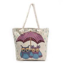 Girl Owl Printed Canvas Shoulder Bag Jacquard Handbag Woman Colorful Summer Shou - £28.60 GBP